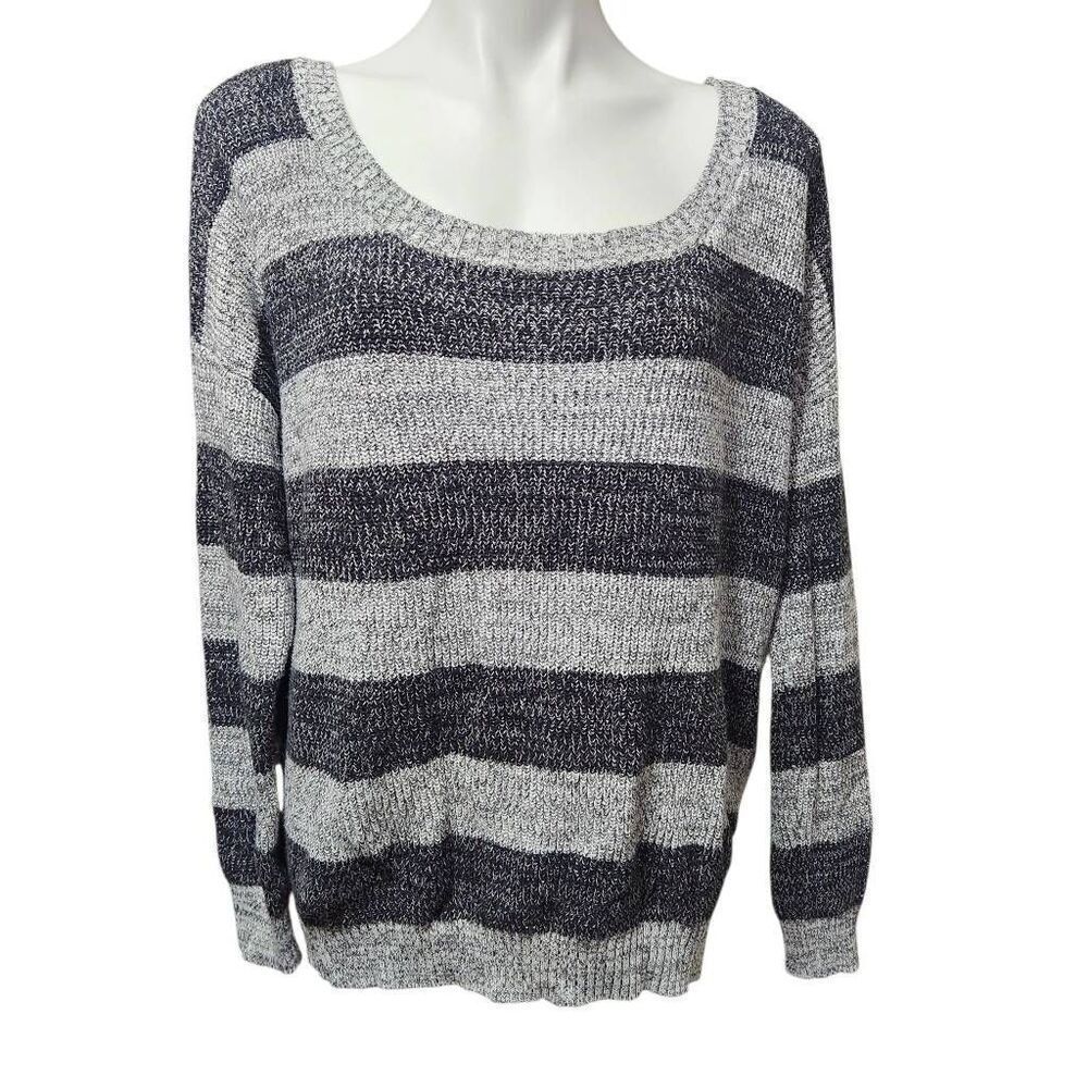 Torrid open back striped knit sweater‎ black gray soft cotton 2x 18